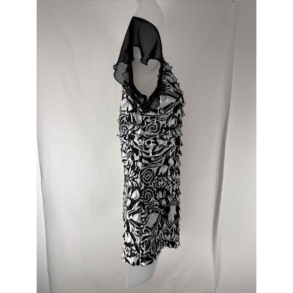Simply French Womens Black White Ruffle Layered Casual Blouse Size Small - Picture 3 of 5